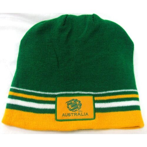 Official Australia Socceroos Soccer Reversible Gold and Green Winter Hat Beanie