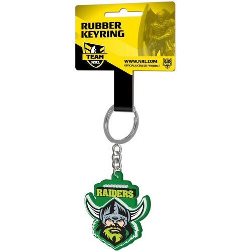 Official NRL Canberra Raiders Rubber Team Logo Keyring Keychain 