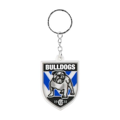 Official NRL Canterbury Bulldogs Rubber Team Logo Keyring Keychain 