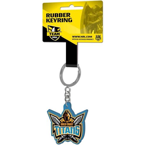 Official NRL Gold Coast Titans Rubber Team Logo Keyring Keychain 