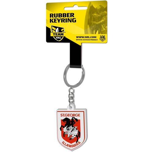 Official NRL St George Dragons Rubber Team Logo Keyring Keychain 