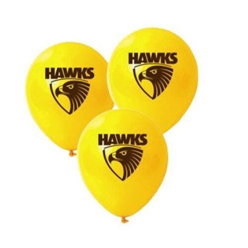 Official AFL Hawthorn Hawks Happy Birthday Party Latex Helium Balloons (10 Pack)