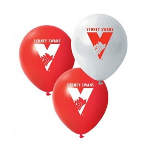 Official AFL Sydney Swans Happy Birthday Party Latex Helium Balloons (10 Pack)