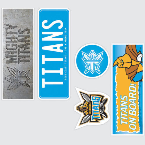 Official Gold Coast Titans NRL iTag UV Car Bumper Decal Sticker Sheet (5 Pack)