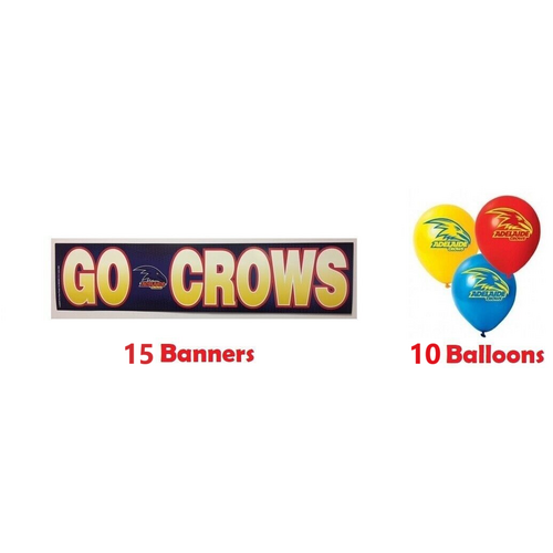 Adelaide Crows AFL Grand Final Party Pack 10 Balloons & 15 Go Crows Banners!