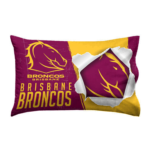 Official NRL Brisbane Broncos Bed Double Sided Single Pillowcase Pillow Case