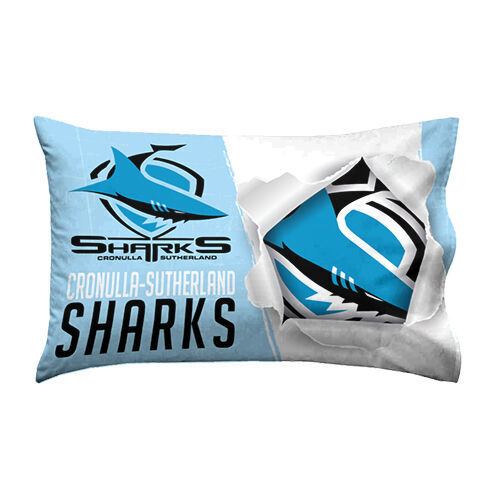 Official NRL Cronulla Sharks Bed Double Sided Single Pillowcase Pillow Case