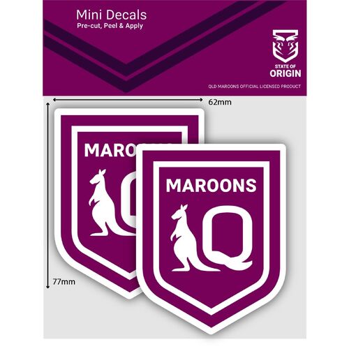 Official Queensland Maroons Origin NRL iTag Car Mini Decal Sticker (2 Pack)