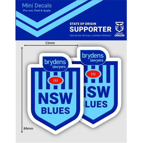 Official NSW Blues Origin NRL iTag Car Mini Decal Sticker (2 Pack)