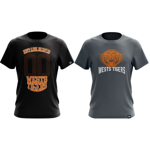 Wests Tigers NRL Twin T Shirts Adult Sizes Medium & 2XL ONLY!