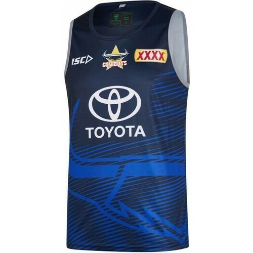 North Queensland Cowboys NRL Navy Training Singlet Sizes S-5XL! T9 