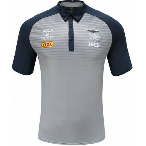 North Queensland Cowboys NRL 2020 Players Navy Mid Grey Media Polo Sizes S-5XL!
