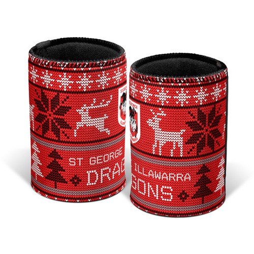 St George Dragons NRL Christmas XMAS Stubby Holder Can Cooler