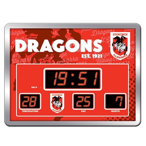 St George Dragons NRL LED Scoreboard Alarm Clock!