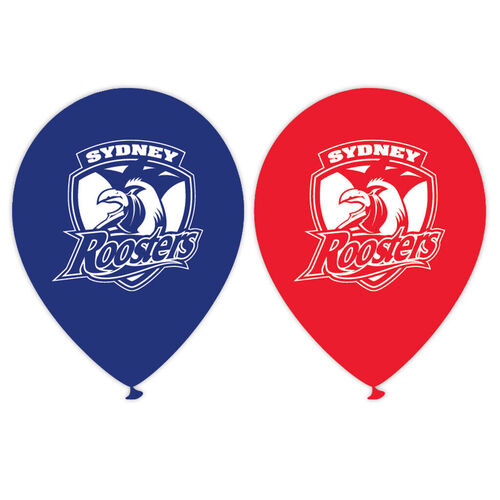 Official NRL Sydney Roosters Birthday Party Latex Helium Balloons (10 Pack)