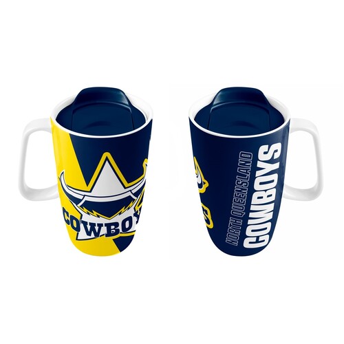North Queensland Cowboys NRL Team Ceramic Travel Coffee Cup Mug with Handle!