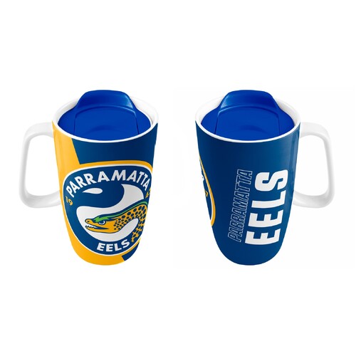 Parramatta Eels NRL Team Ceramic Travel Coffee Cup Mug with Handle!
