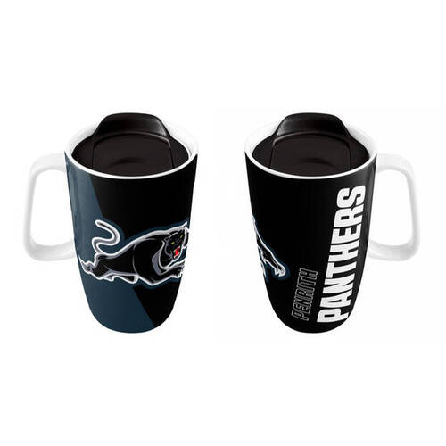Penrith Panthers NRL Team Ceramic Travel Coffee Cup Mug with Handle!