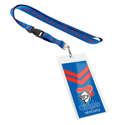 Official NRL Newcastle Knights Keyring Neck Lanyard with Card Pocket Sleeve