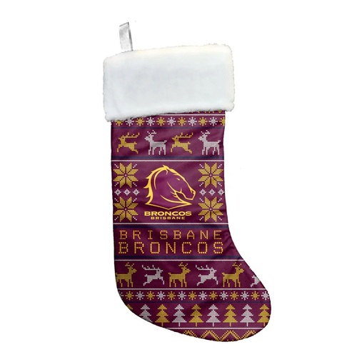 Brisbane Broncos NRL Xmas Christmas Stocking Hanging Sock Gift Bag!