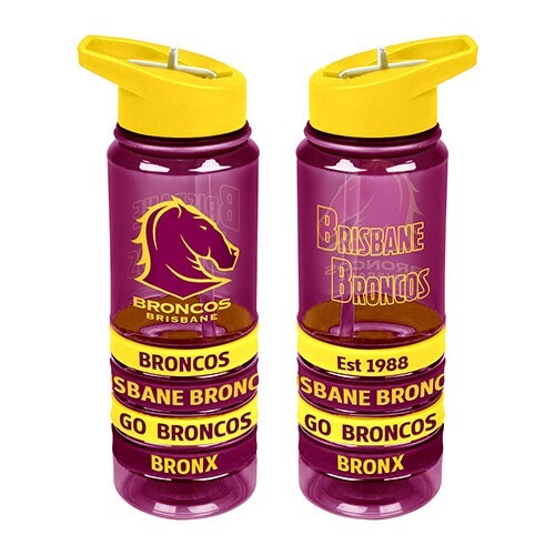 Brisbane Broncos NRL Tritan Water Bottle with Wristbands!!