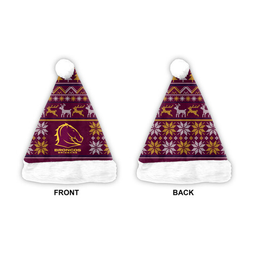 Brisbane Broncos NRL Xmas Christmas Santa Hat!