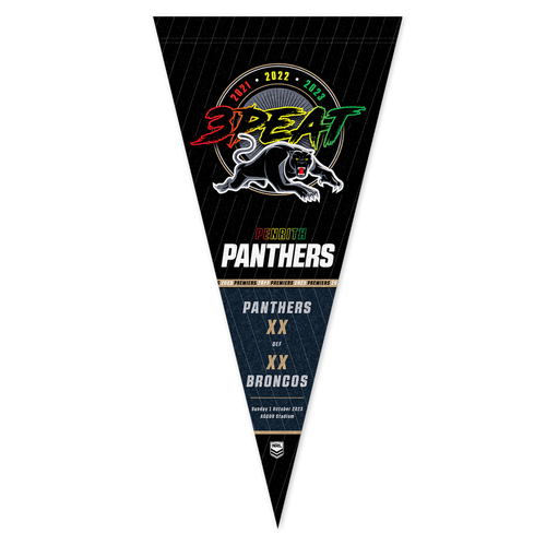 Penrith Panthers NRL Premiers 2023 Wall Score Pennant Flag P1 *In Stock*