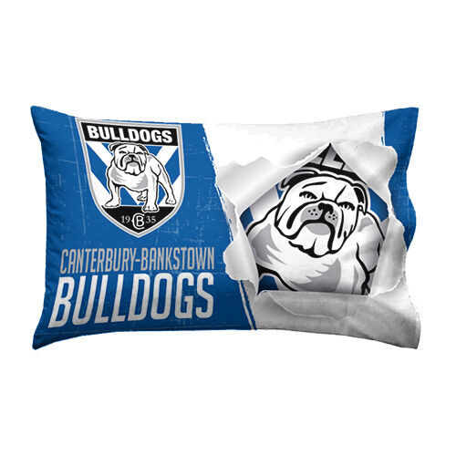 Official NRL Canterbury Bulldogs Bed Double Sided Single Pillowcase Pillow Case