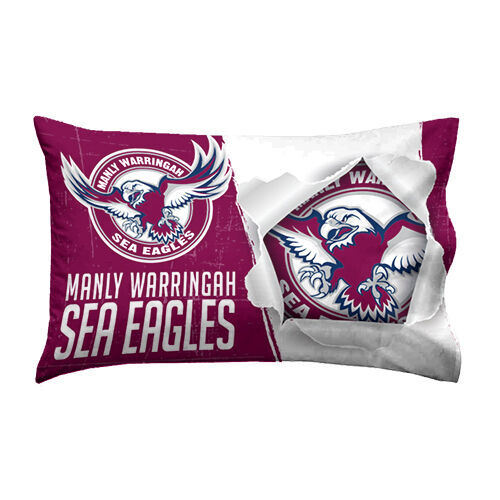 Official NRL Manly Sea Eagles Bed Double Sided Single Pillowcase Pillow Case