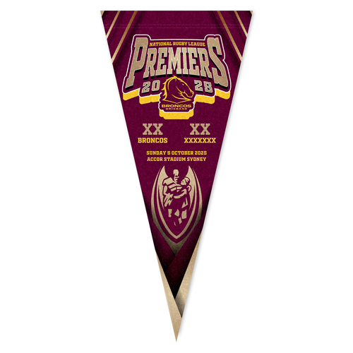 Brisbane Broncos NRL 2025 Premiers Wall Pennant Flag P1! PRESALE!