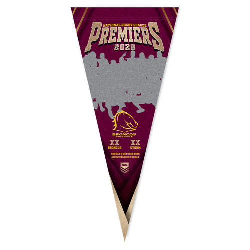 Brisbane Broncos NRL 2025 Premiers Celebration Photo Wall Pennant Flag P2! PRESALE!