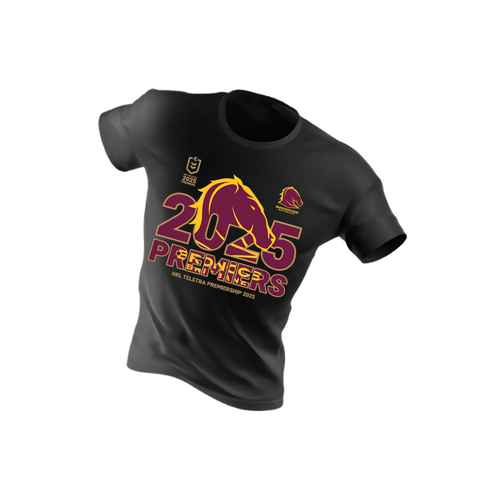 Brisbane Broncos NRL 2025 Tidwell Premiers T Shirt Kids Sizes 8-14! PRESALE!