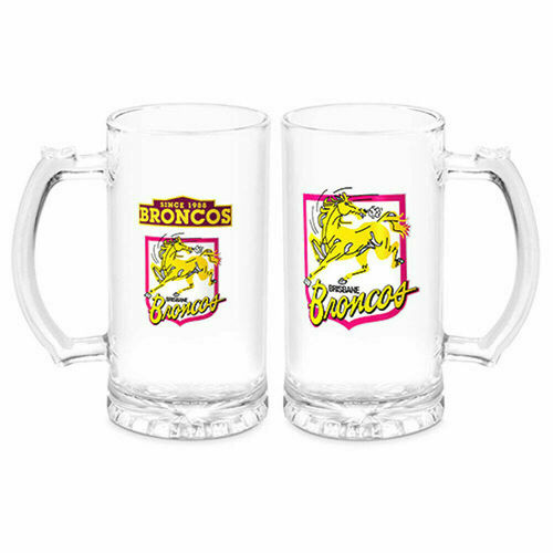 Brisbane Broncos NRL Gift Team Logo Heritage Beer Glass Stein