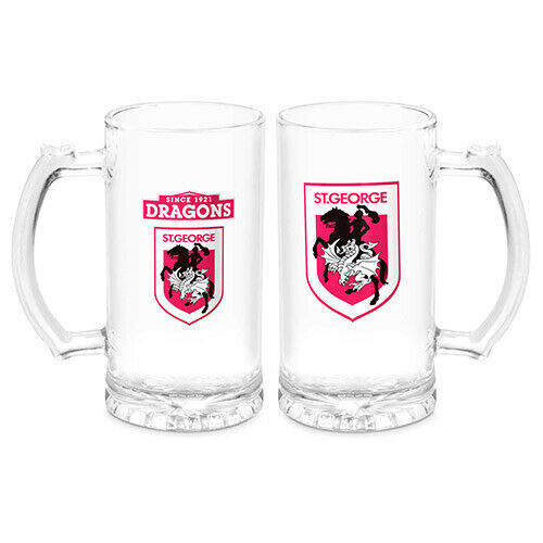 St George Illawarra Dragons NRL Gift Team Logo Heritage Beer Glass Stein!