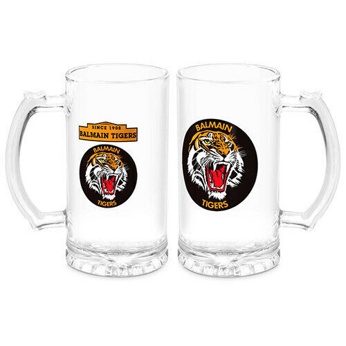 Balmain Tigers West Tigers NRL Gift Team Logo Heritage Beer Glass Stein KJAN