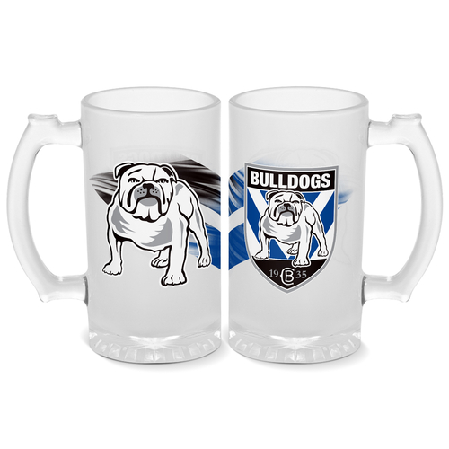 Canterbury Bulldogs NRL Frosted Stein Glass!