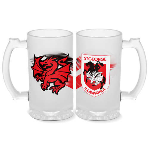 St George ILL Dragons NRL Frosted Stein Glass!