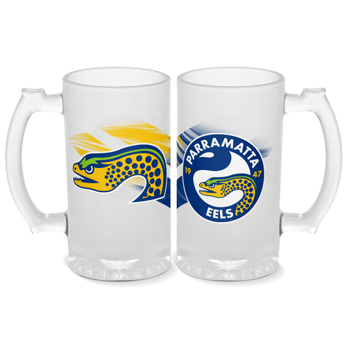 Parramatta Eels NRL Frosted Stein Glass!