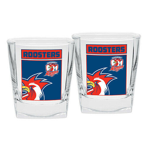 Sydney Roosters NRL Team Logo Drink Spirit Scotch Glasses (Set of 2)