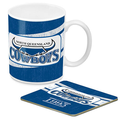 North Queensland Cowboys NRL Heritage Ceramic Cup Mug & Coaster Gift Set
