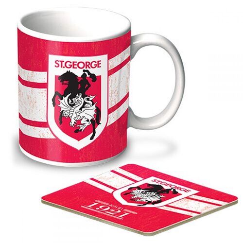 St George Dragons NRL Heritage Ceramic Cup Mug & Coaster Gift Set