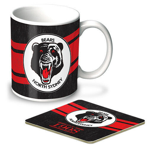 North Sydney Bears ARL NRL Heritage Ceramic Cup Mug & Coaster Gift Set