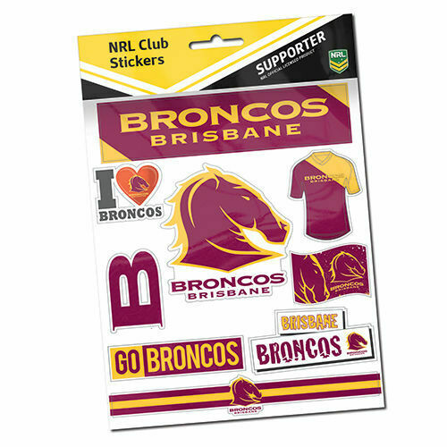 Brisbane Broncos Official NRL Deluxe Club Stickers Sticker Sheet Pack