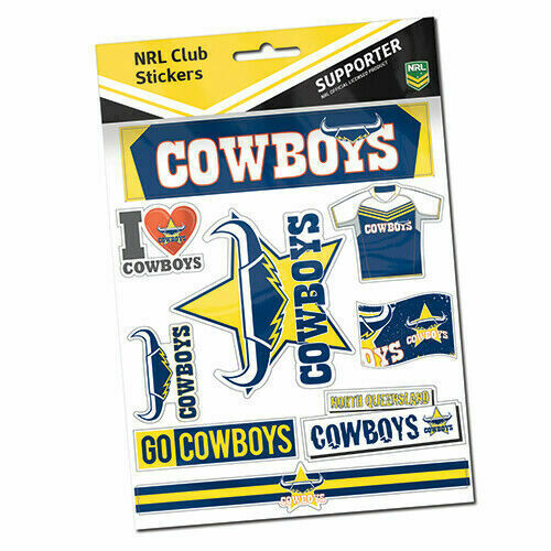 North Queensland Cowboys Official NRL Deluxe Club Stickers Sticker Sheet Pack
