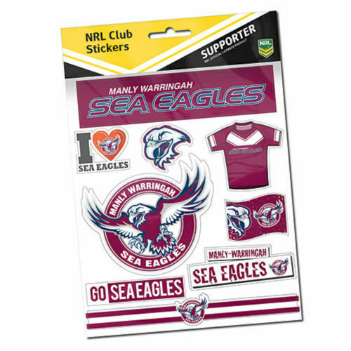 Manly Sea Eagles Official NRL Deluxe Club Stickers Sticker Sheet Pack