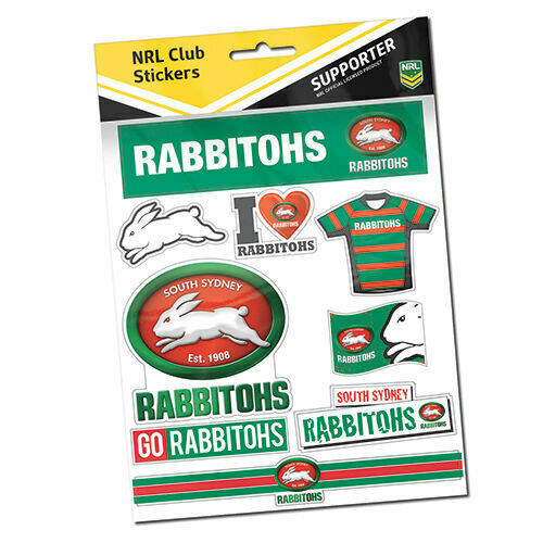 South Sydney Rabbitohs Official NRL Deluxe Club Stickers Sticker Sheet Pack