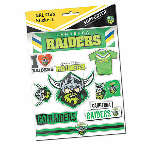 Official NRL Canberra Raiders Deluxe Club Stickers Sticker Sheet Pack