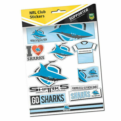 Cronulla Sharks Offical NRL Deluxe Club Stickers Sticker Sheet Pack