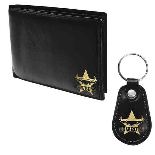 North Queensland Cowboys NRL Wallet + Keychain Keyring Gift Set Pack