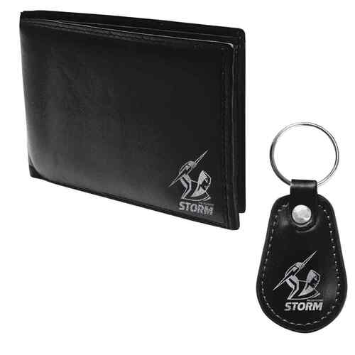 Official NRL Melbourne Storm Wallet + Keychain Keyring Gift Set Pack